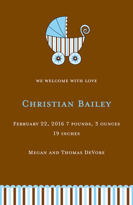 Baby Girl Stroller Chocolate Brown Invitations