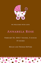 Baby Girl Stroller Chocolate Brown Invitations