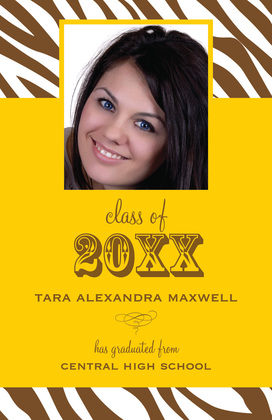 Zebra Print Blue Graduation Photo Announcements