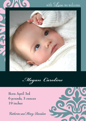 Regal Pistachio Photo Birth Announcements