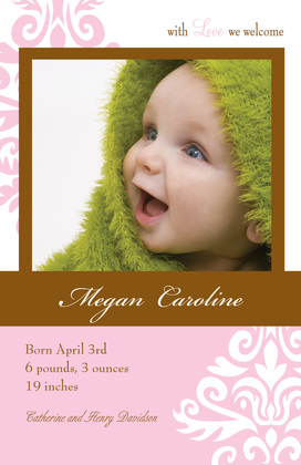 Modern Regal Flush Photo Birth Announcements