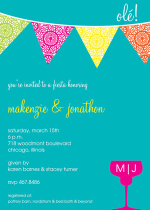 Designer Ole! Fiesta Banners White Invitations