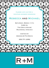 Decorative Trellis Aqua Brown Invitation