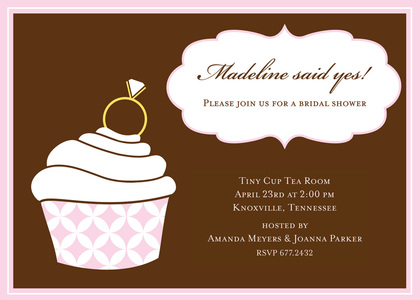 Blue Decorative Tea Cup Bling Invitations