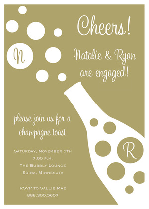 Plum Champagne Bubbles Invitation