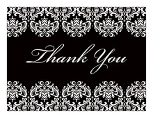 White Damask on Black Thank You Cards