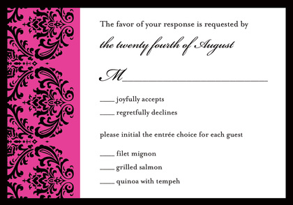 Black Damask on Hot Pink Thank You Cards