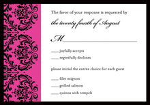 Black Damask on Hot Pink RSVP Cards