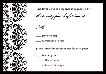 Modern Blue Ochre Damask RSVP Cards