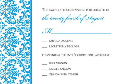 Blue Trimmed Top Bottom Damask Invitations