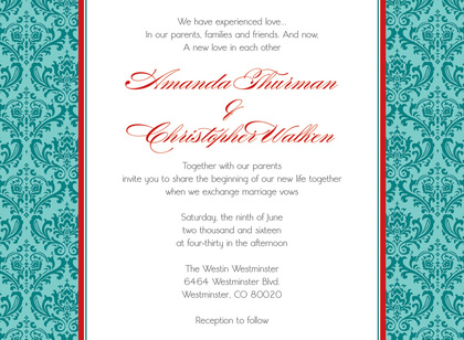 Teal Damask Flanks Enclosure Cards