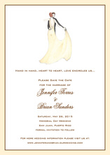 Dancing Modern Beach Couple Khaki Invitations