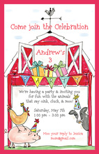 Girls Fun Farm Blue Sky Invitations