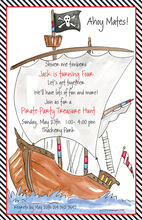 Wooden Pirate Ship Birthday Party Invitations