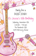 Pink Electric Guitar Superstar Invitations