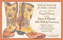 Cowboy Boots Blue Frame Invitation