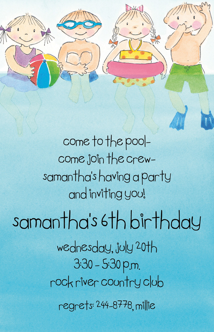 Perfect Summer Kids Swim Party Invitation