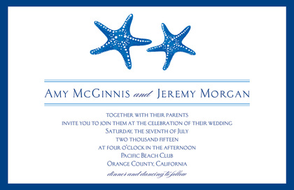 Very Simple Dancing Starfish Charming Bridal Invites