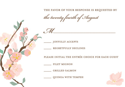 Modern Beautiful Posy Branch In Summer Wedding Invites