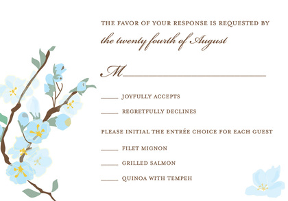 Beautiful Posy Branch In Playful Blue Invitations