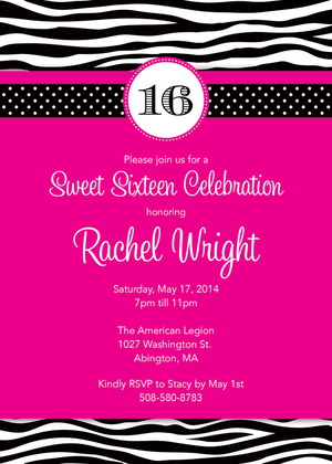 Pink Wild Dots Sweet 16 Invitations