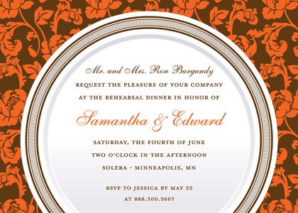 Elegant Green Silver Dinner Plate Rehearsal Invites