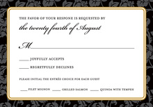 Gold Border Leaf Flourish RSVP Cards