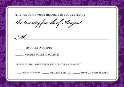 Elegant Purple Traditional Dinner Party Invitations