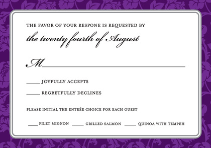 Purple Elegant Rehearsal Dinner Enclosure Cards