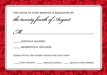 Red Elegant Rehearsal Dinner Enclosure Cards