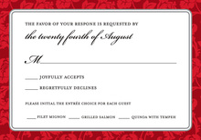 Red Trimmed Damask RSVP Cards