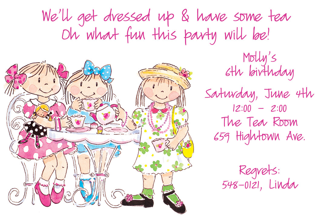 Trendy Girls Tea Party Invitation