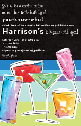 Watercolor Birthday Celebration Drink Invites