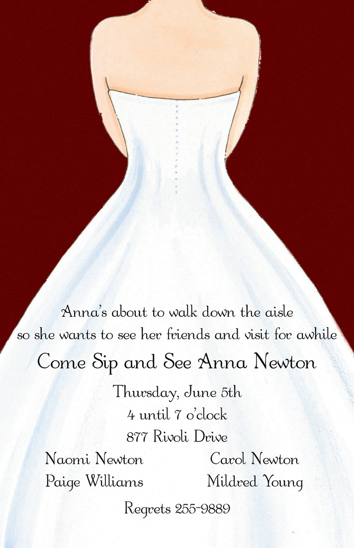 White Wedding Dress Red Invitations
