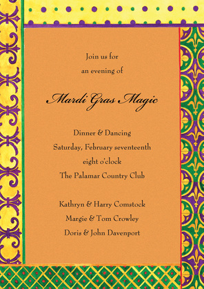 Mardi Gras Border Invitations