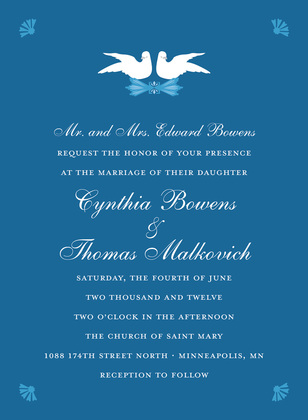 White Doves In Holiday Invitations