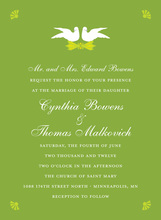 Two Doves In Wasabi Green Invitations