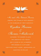 White Doves In Carrot Orange Wedding Invitations