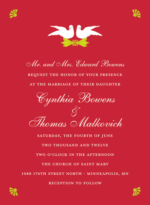 Doves In Magically Red RSVP Cards
