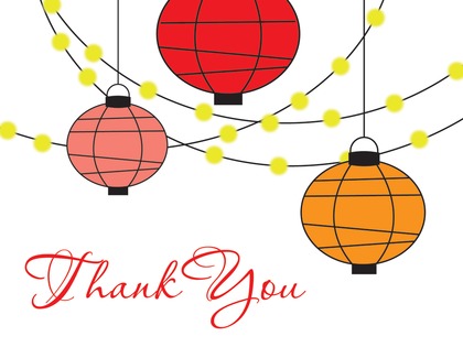 Lantern Glow Red Thank You Cards