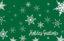 More Snowflakes Green Folded Greeting Cards