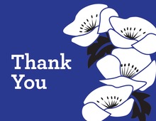 Beautiful Floral In Blue Thank You Cards