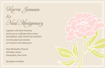 Vintage Pink Floral Rich Brown Wedding Invitations