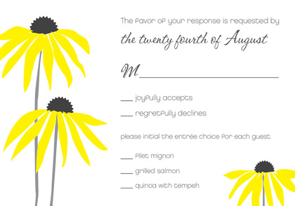 Yellow Daisies Charcoal Square Wedding Invitations