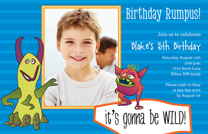 Monster Birthday Green Kids Birthday Invitations