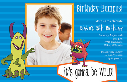 Monster Birthday Brown Kids Birthday Invitations