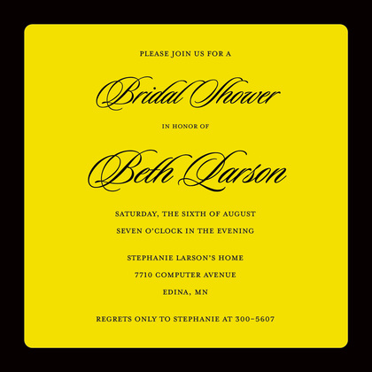 Stylish Yellow Border Party Shower Invitations