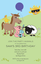 Fun Farm Magenta Chalkboard Invitations