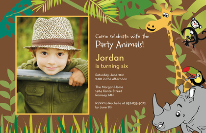 Jungle Animals Brown Thank You Cards