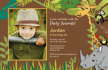 Jungle Animal Safari Chalkboard Girl Birthday Invites